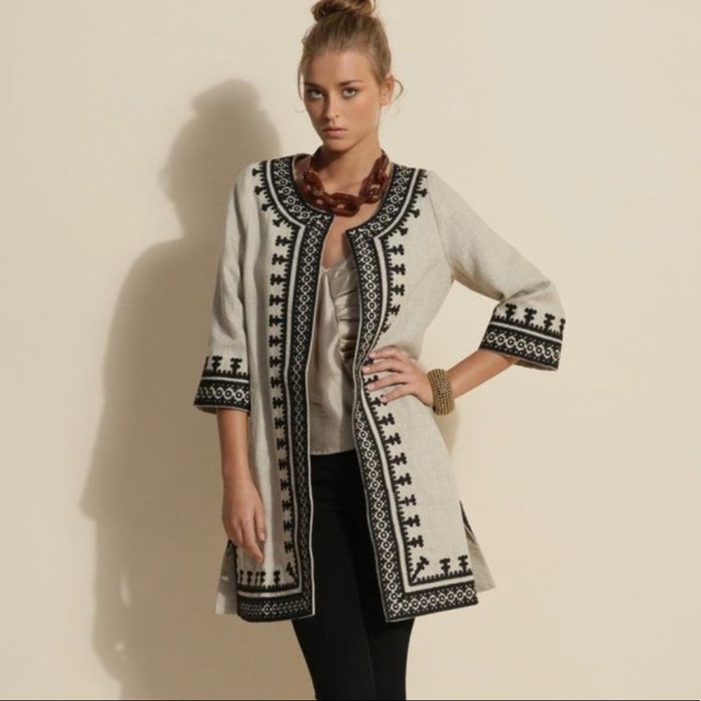 Tan & Black Embroidered Irving & Fine Jacket